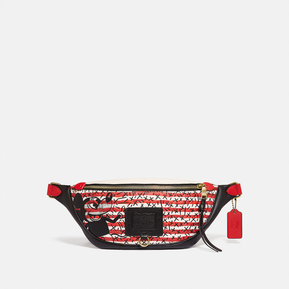ALMOST PERFECT Coach Disney Mickey Mouse X Keith Haring Rivington Belt Bag - Picture 1 of 6